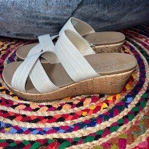 Skechers Cream Wedge Sandals